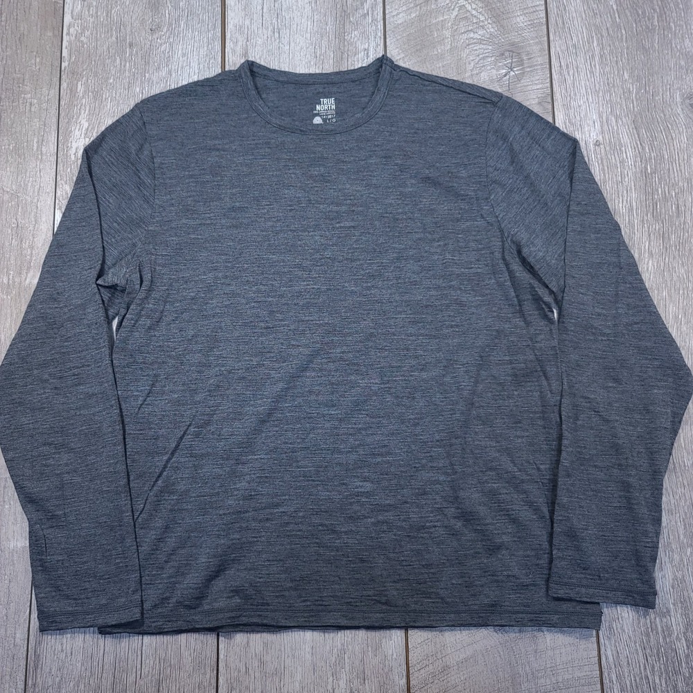 True North Long Sleeve T-Shirt Mens L Grey 100% Merino Wool Base Layer Canada